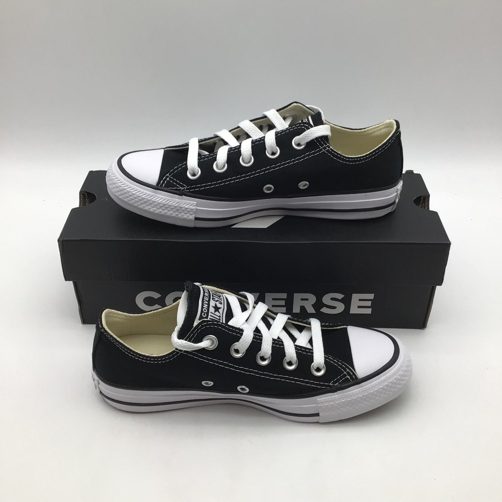 Converse All Star Ox Black White Low Top Sneakers M9166 Mens Size 3.5 NEW - Picture 2 of 7